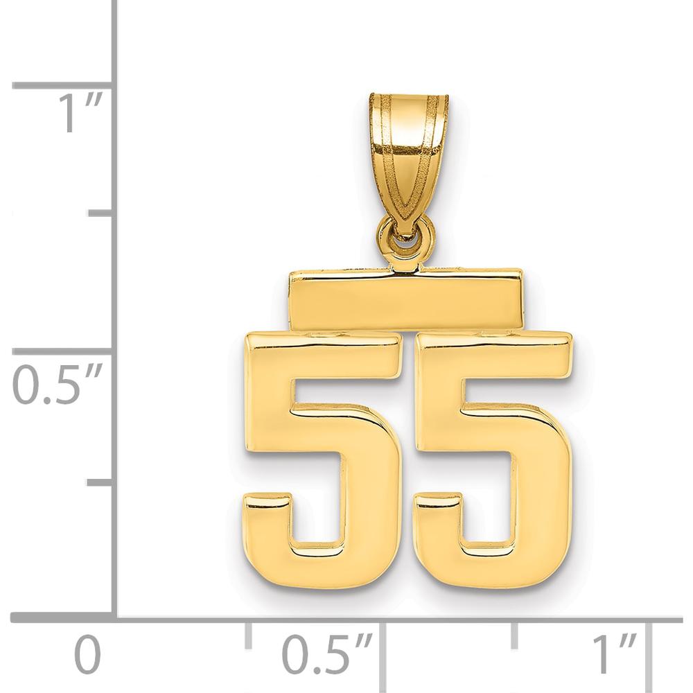 10K Yellow Gold Small Polished Number 55 Charm Pendant