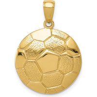 10K Yellow Gold Soccer Ball Pendant with Polished Finish - 25mm Length