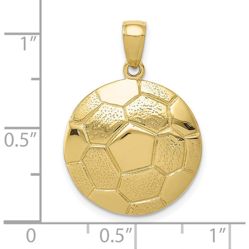 10K Yellow Gold Soccer Ball Pendant with Polished Finish - 25mm Length
