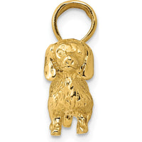 10K Yellow Gold Solid 3-Dimensional Wire Haired Dachshund Dog Charm - Polished Finish