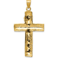 10K Yellow Gold Solid Crucifix Charm Pendant - 45mm Length