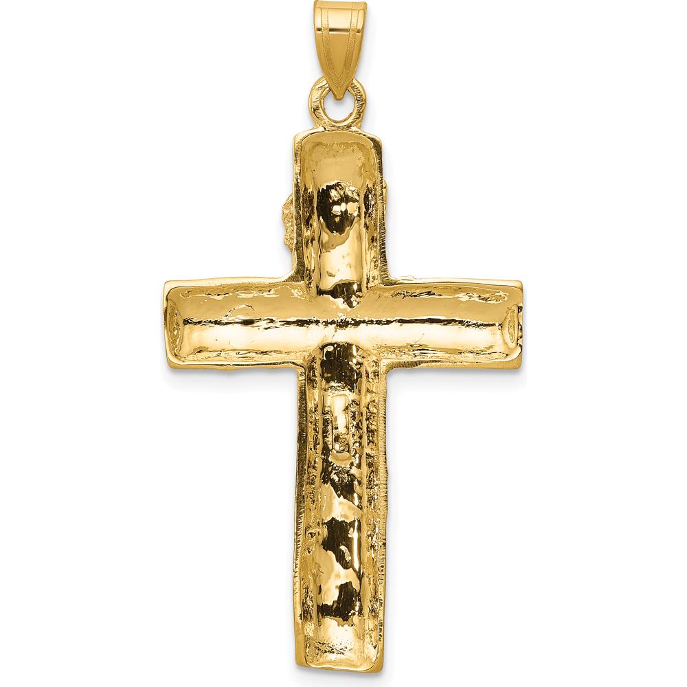 10K Yellow Gold Solid Crucifix Charm Pendant - 45mm Length