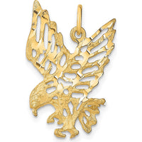 10K Yellow Gold Solid Diamond-Cut Eagle Charm Pendant