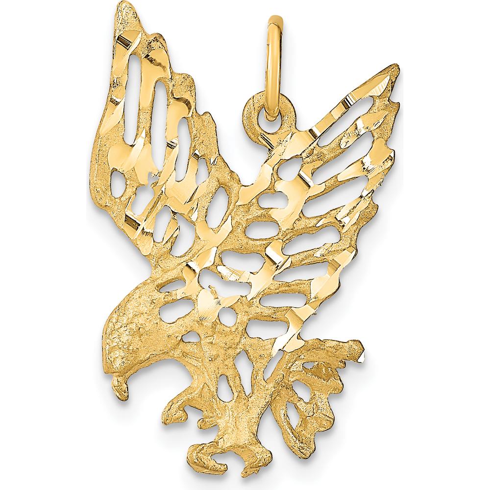 10K Yellow Gold Solid Diamond-Cut Eagle Charm Pendant