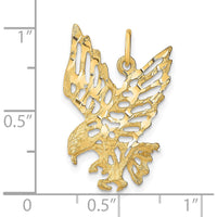 10K Yellow Gold Solid Diamond-Cut Eagle Charm Pendant