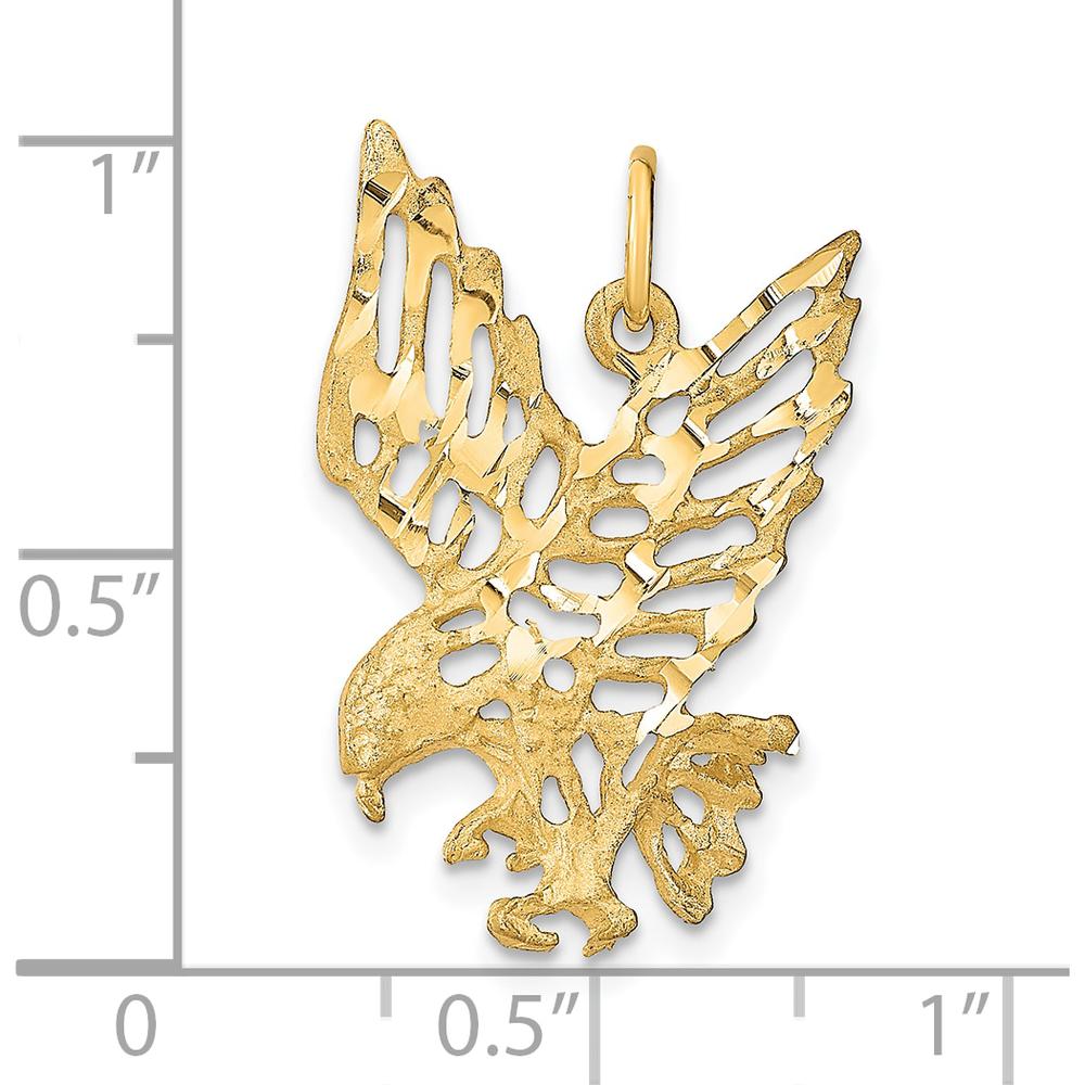 10K Yellow Gold Solid Diamond-Cut Eagle Charm Pendant