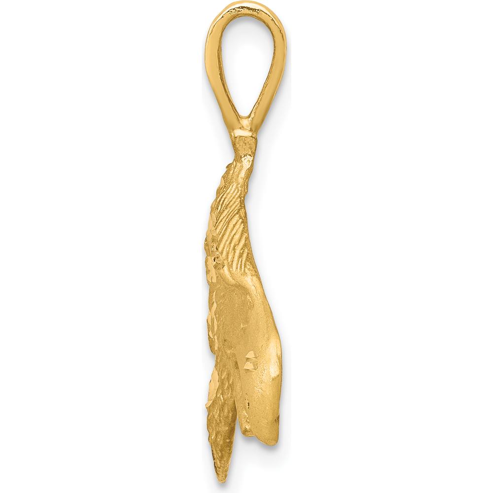 10K Yellow Gold Solid Diamond-Cut Eagle Head Pendant - 25mm Length