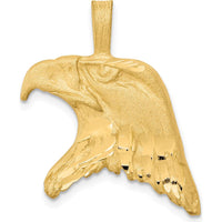 10K Yellow Gold Solid Diamond-Cut Eagle Head Pendant Charm - 30mm