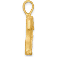 10K Yellow Gold Solid Diamond-Cut Eagle Head Pendant Charm - 30mm