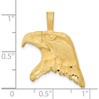 10K Yellow Gold Solid Diamond-Cut Eagle Head Pendant Charm - 30mm