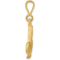 10K Yellow Gold Solid Diamond-Cut Semi Truck Pendant - 28mm x 25mm
