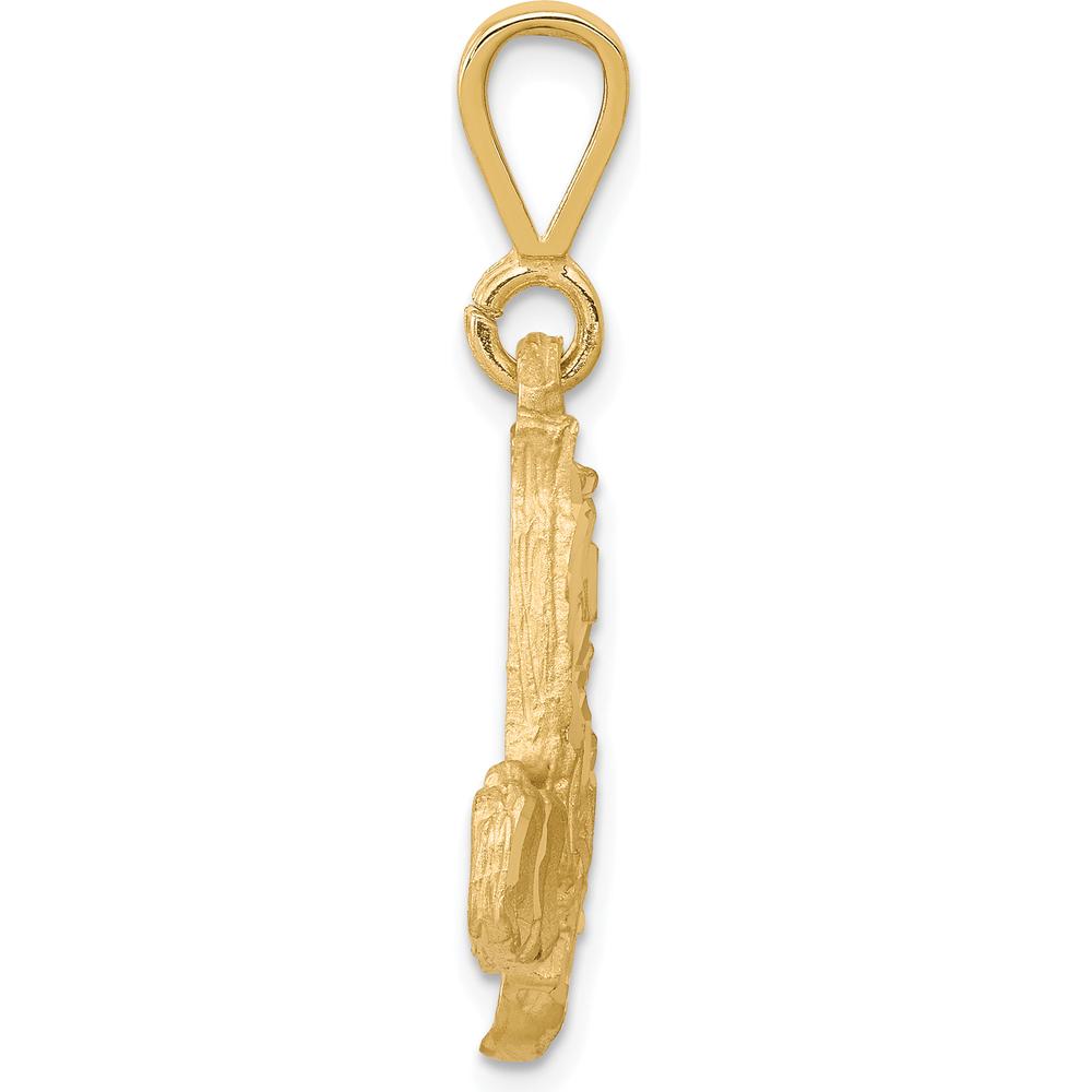 10K Yellow Gold Solid Diamond-Cut Semi Truck Pendant - 28mm x 25mm