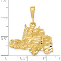 10K Yellow Gold Solid Diamond-Cut Semi Truck Pendant - 28mm x 25mm