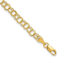10K Yellow Gold Solid Double Link Charm Bracelet - 7" Length, 4.5mm Width