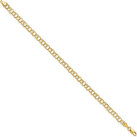 10K Yellow Gold Solid Double Link Charm Bracelet - 7" Length, 4.5mm Width