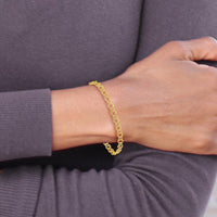 10K Yellow Gold Solid Double Link Charm Bracelet - 7" Length, 4.5mm Width