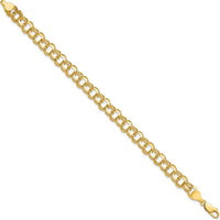 10K Yellow Gold Solid Double Link Charm Bracelet - 7", Polished Finish