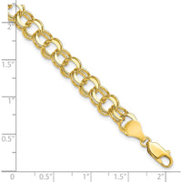 10K Yellow Gold Solid Double Link Charm Bracelet - 7", Polished Finish