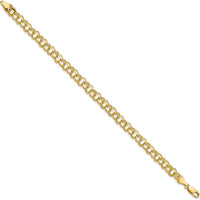10K Yellow Gold Solid Double Link Charm Bracelet - 8", 5.5mm Width