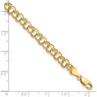 10K Yellow Gold Solid Double Link Charm Bracelet - 8", 5.5mm Width