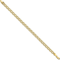 10K Yellow Gold Solid Double Link Charm Bracelet - 8", Polished Finish