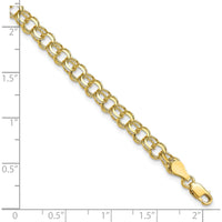 10K Yellow Gold Solid Double Link Charm Bracelet - 8", Polished Finish