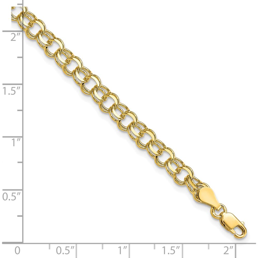 10K Yellow Gold Solid Double Link Charm Bracelet - 8", Polished Finish