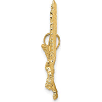 10K Yellow Gold Solid Eagle Charm with Beak Touching Claws - 31.65mm Length, 34.8mm Width