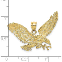 10K Yellow Gold Solid Eagle Charm with Beak Touching Claws - 31.65mm Length, 34.8mm Width