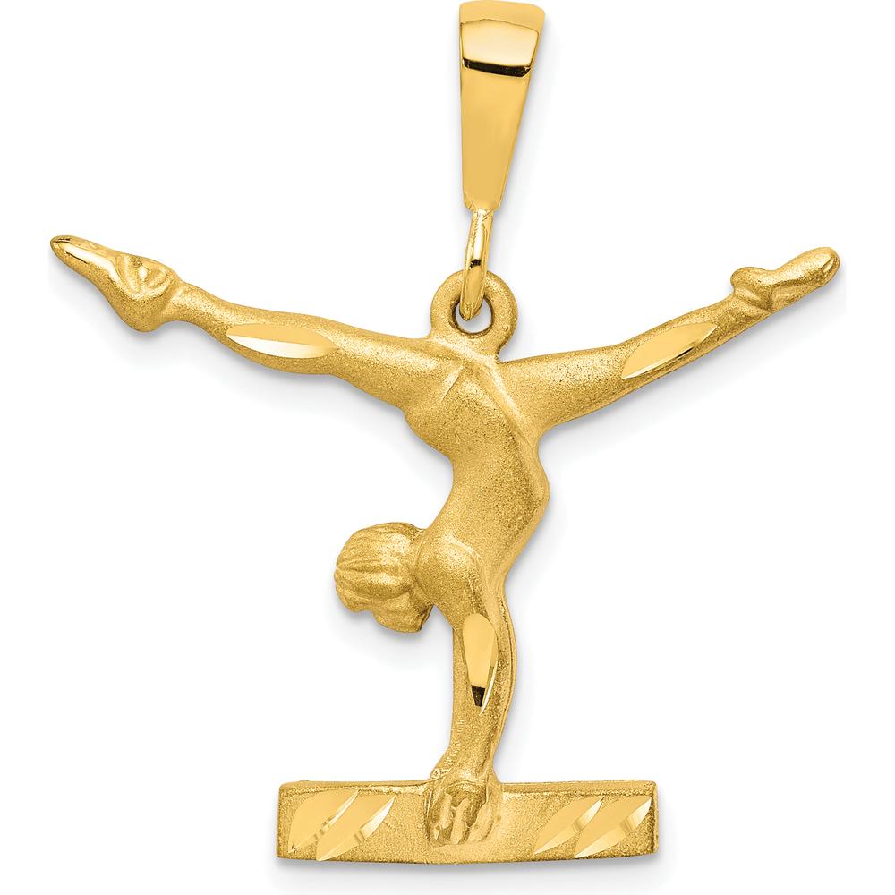 10K Yellow Gold Solid Gymnast Charm Pendant - Polished Finish