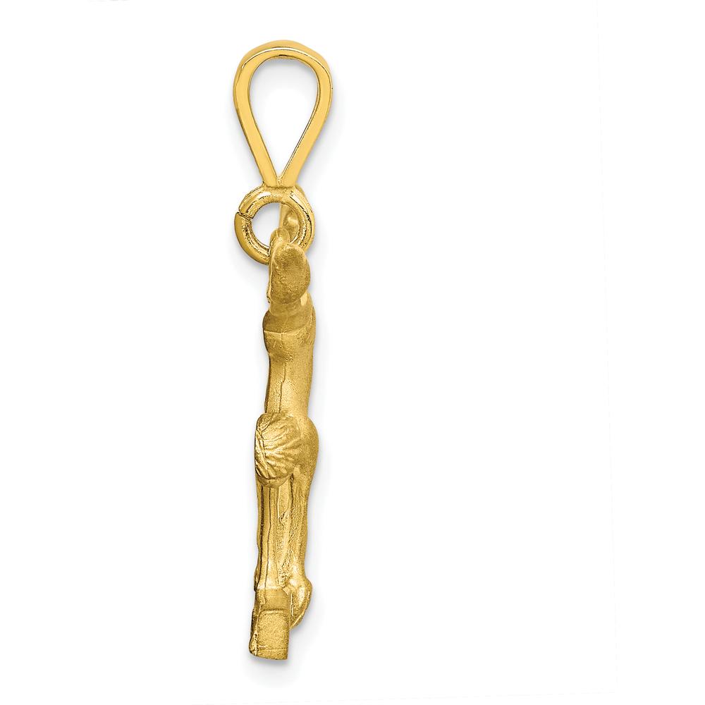 10K Yellow Gold Solid Gymnast Charm Pendant - Polished Finish