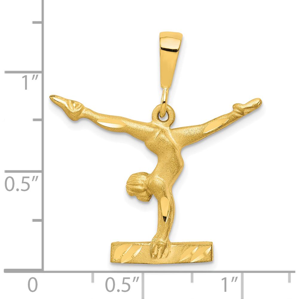 10K Yellow Gold Solid Gymnast Charm Pendant - Polished Finish