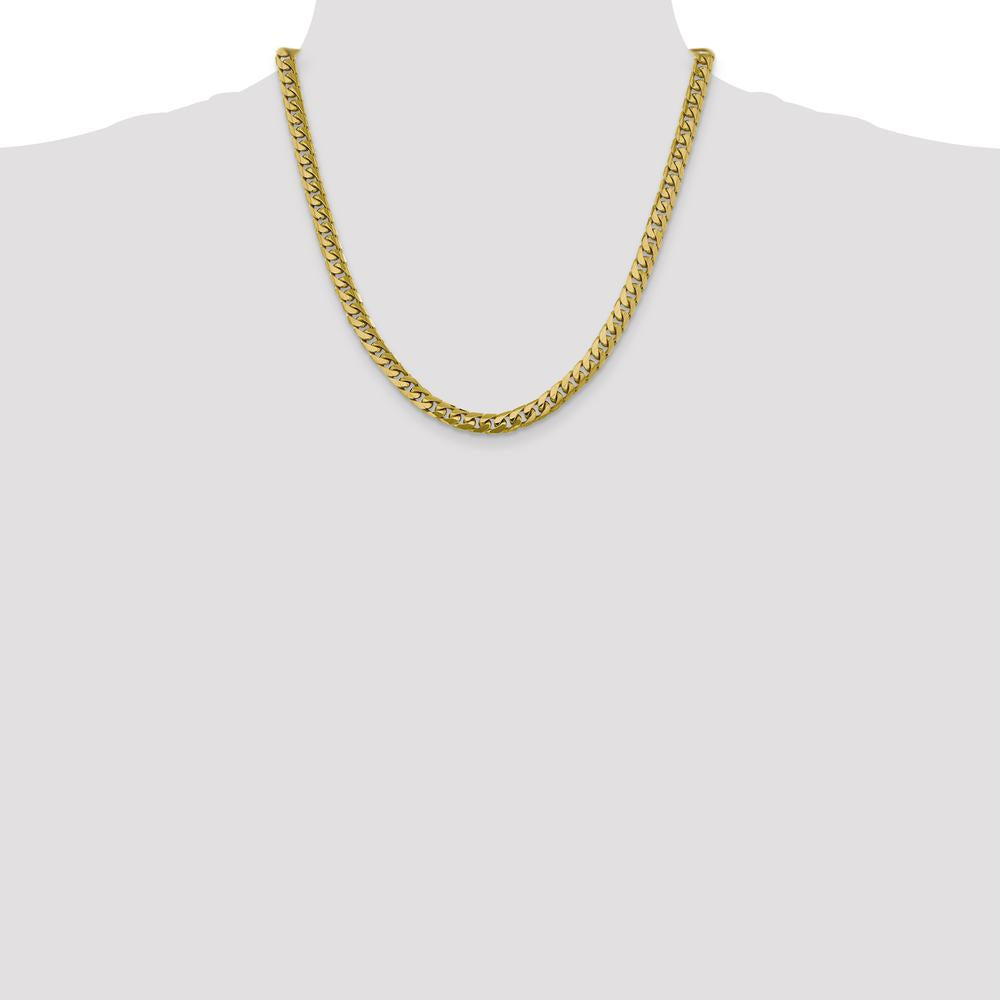10K Yellow Gold Solid Miami Cuban Chain Necklace - 20", 6.25mm Width