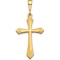 10K Yellow Gold Solid Polished Cross Charm Pendant - 41mm Length