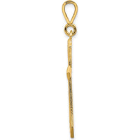 10K Yellow Gold Solid Polished Cross Charm Pendant - 41mm Length
