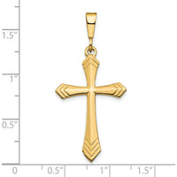 10K Yellow Gold Solid Polished Cross Charm Pendant - 41mm Length