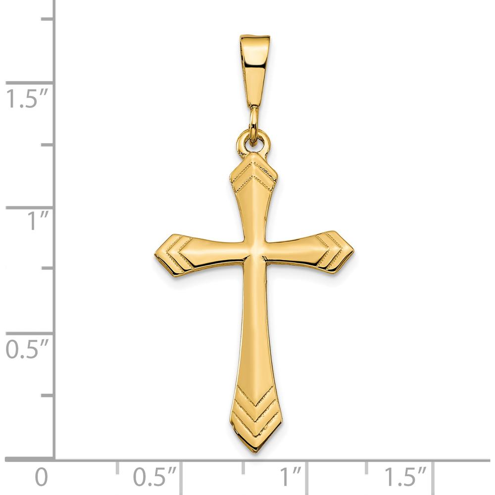 10K Yellow Gold Solid Polished Cross Charm Pendant - 41mm Length