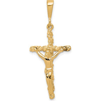 10K Yellow Gold Solid Polished Crucifix Pendant - 40mm Length