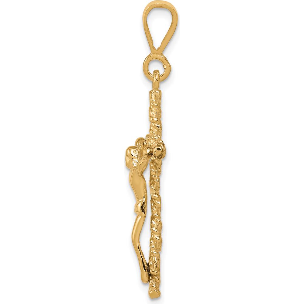 10K Yellow Gold Solid Polished Crucifix Pendant - 40mm Length
