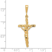 10K Yellow Gold Solid Polished Crucifix Pendant - 40mm Length