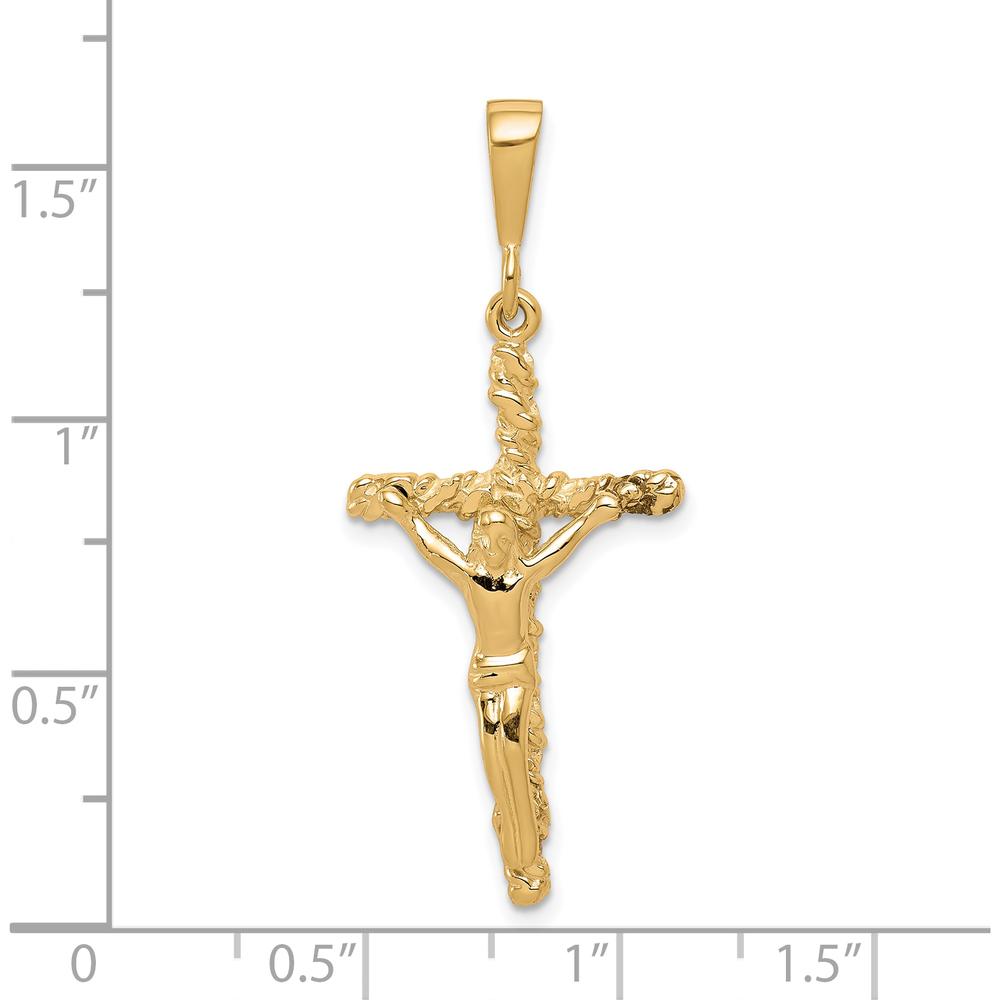 10K Yellow Gold Solid Polished Crucifix Pendant - 40mm Length