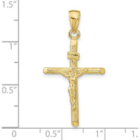 10K Yellow Gold Solid Polished Crucifix Pendant with Christ on the Cross - 34.31mm" Length