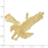 10K Yellow Gold Solid Polished Eagle Pendant - 39mm Length, 49mm Width
