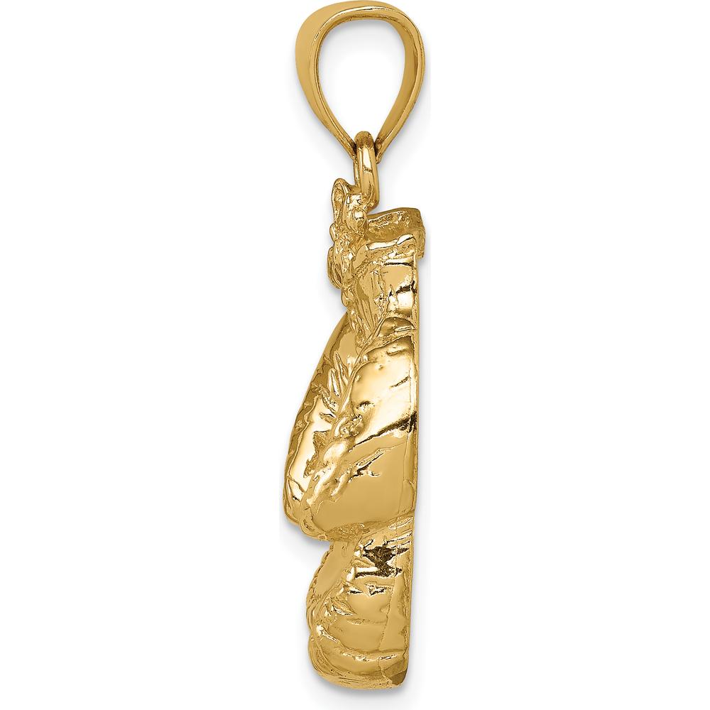 10K Yellow Gold Solid Polished Open-Back Boxing Gloves Pendant