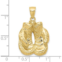 10K Yellow Gold Solid Polished Open-Back Boxing Gloves Pendant