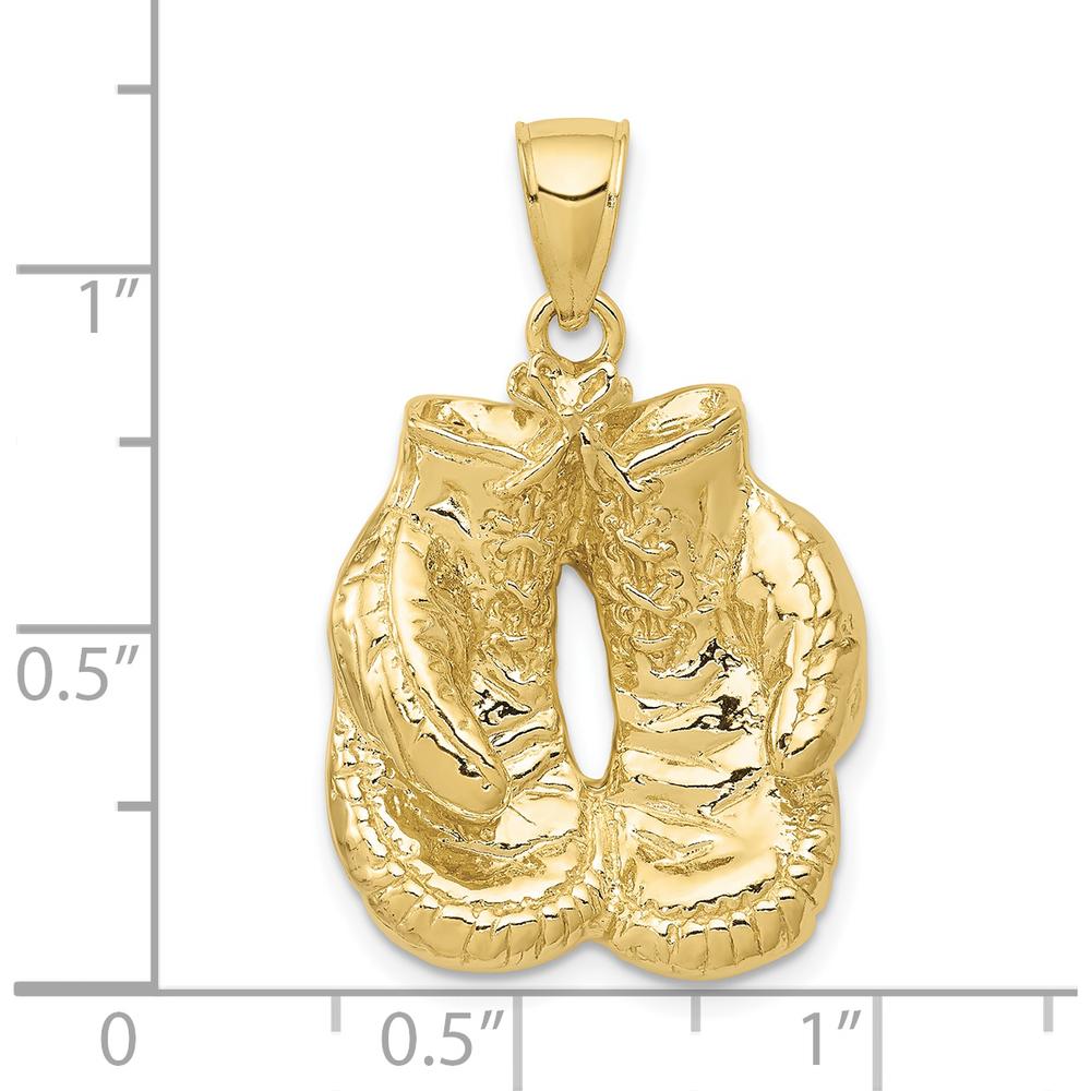 10K Yellow Gold Solid Polished Open-Back Boxing Gloves Pendant