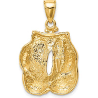 10K Yellow Gold Solid Polished Open-Back Boxing Gloves Pendant