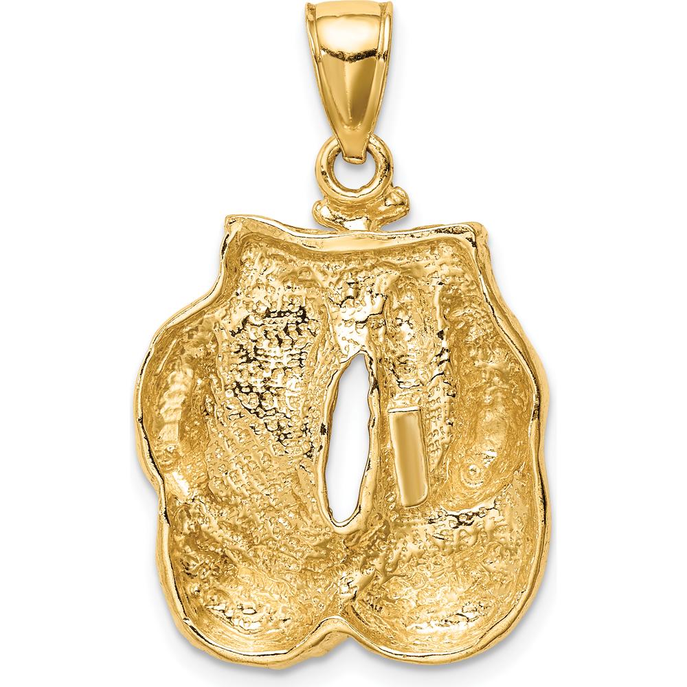 10K Yellow Gold Solid Polished Open-Back Boxing Gloves Pendant