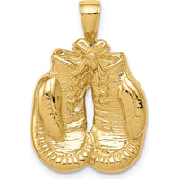 10K Yellow Gold Solid Polished Open-Backed Boxing Gloves Pendant