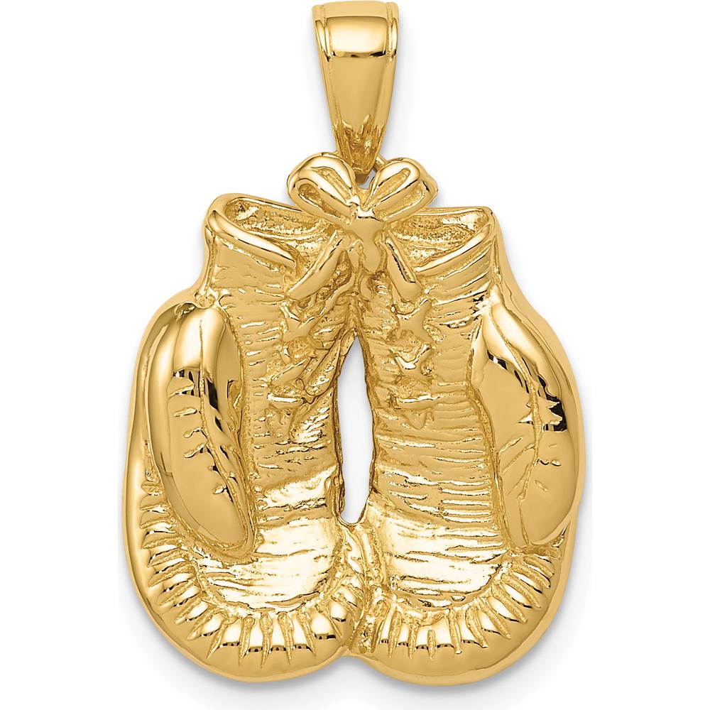 10K Yellow Gold Solid Polished Open-Backed Boxing Gloves Pendant
